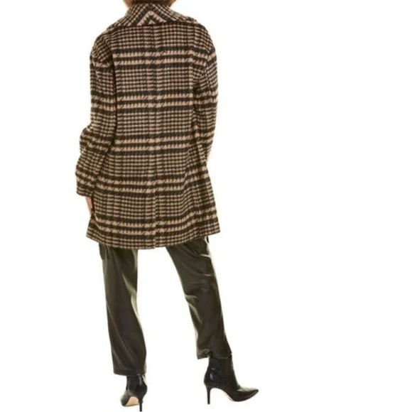 NWOT Anthropologie Avec Les Filles Houndstooth Plaid Wool Blend Coat Jacket M - Picture 8 of 15
